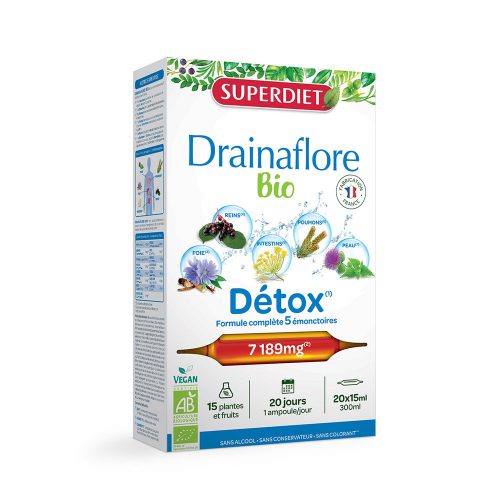 SUPERDIET Bio Drainaflore Detox ivóampulla (20x15ml)